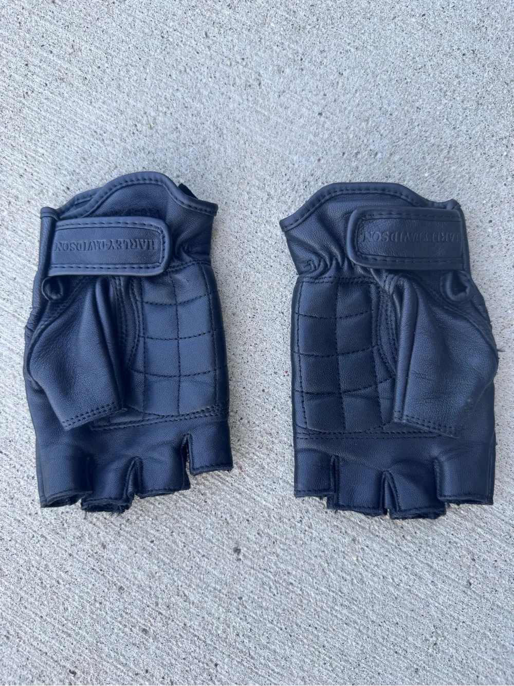 Harley-Davidson Black Fingerless Leather Riding Gloves